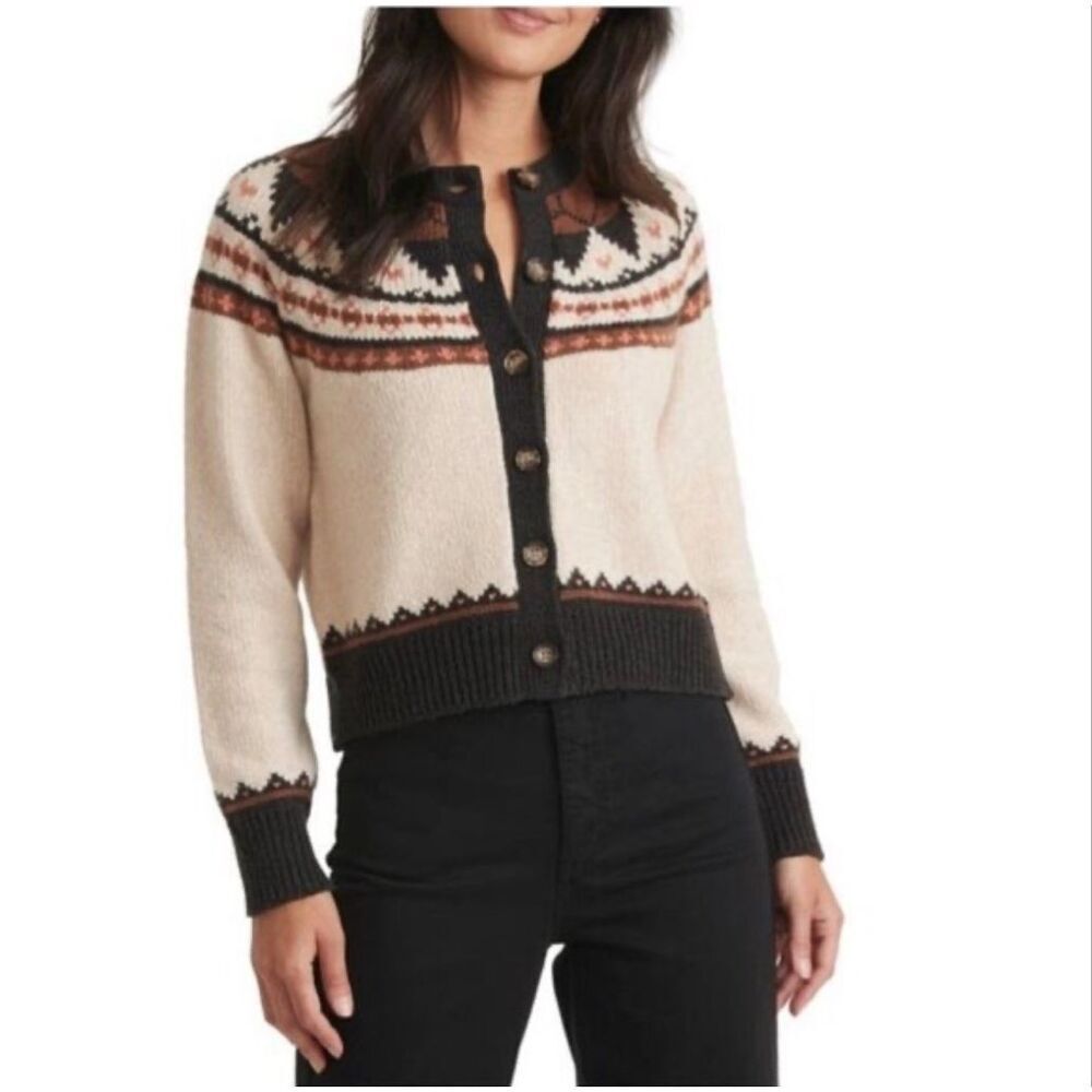 Marine Layer fair isle button down wool blend cardigan size medium
